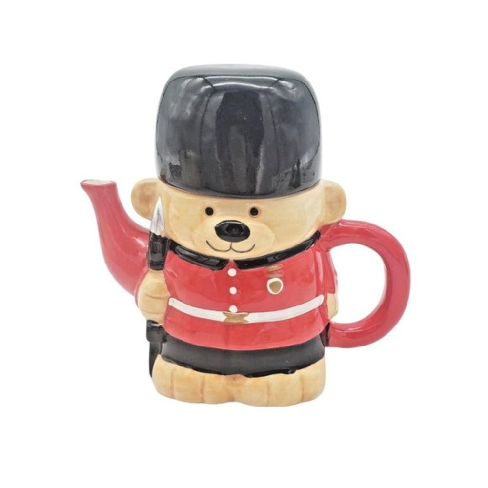 UK Guardsman Bear Teapot‎ Ceramic Novelty England British Tunic Bearskin Display